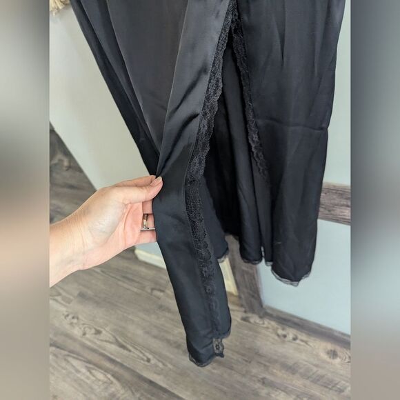 Abercrombie & Fitch Black Lace High Slit Midi Dress M Tall New with tags - Picture 5 of 11